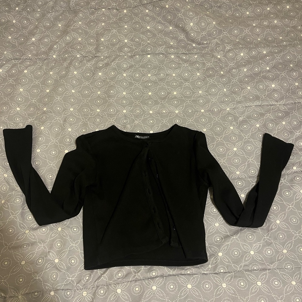 Zara Black Long Sleeve Blouse